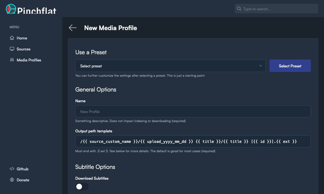 Pinchflat screenshot